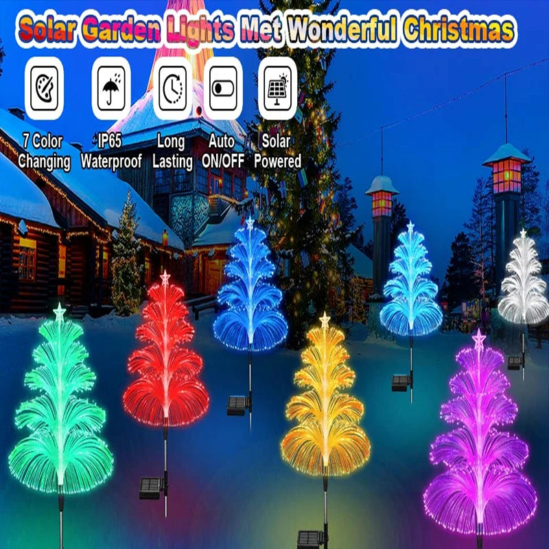 Solar Christmas Jellyfish Garden Lights 5m - 7 Color-Changing LED Outdoor Landscape Lamp - IP65 Waterproof Ground Plug Decor