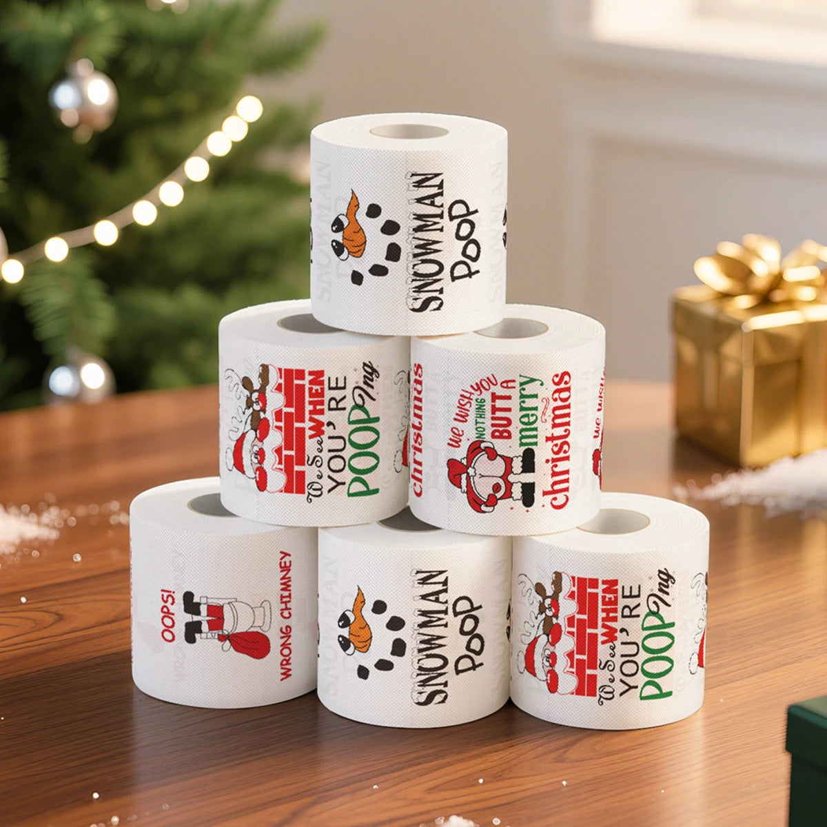 Novelty Christmas & Happy New Year 2026 Toilet Paper Roll