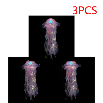 5PCS Realistic Jellyfish Hanging LED Night Light Set - Button Battery Powered Room & Party Decor