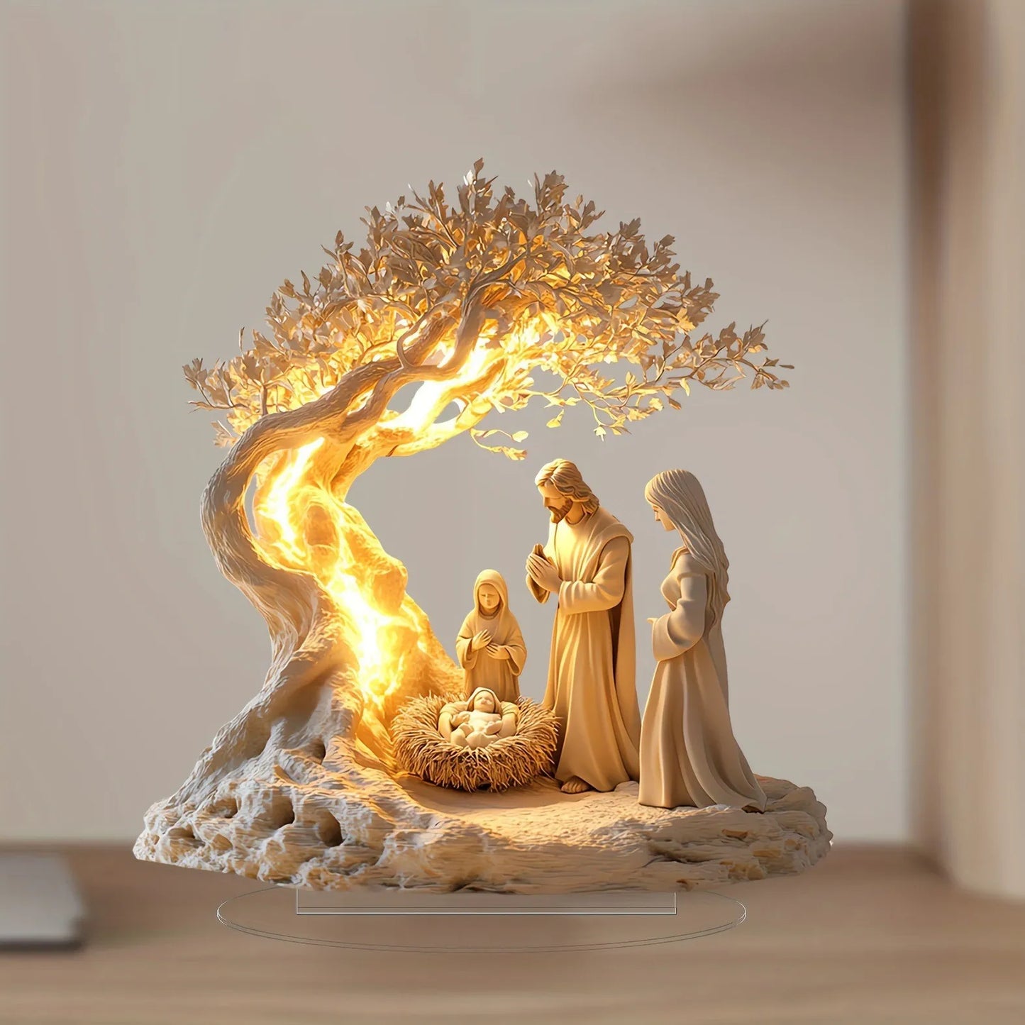 Jesus Tree of Life Acrylic Ornament Christian Desktop Decor