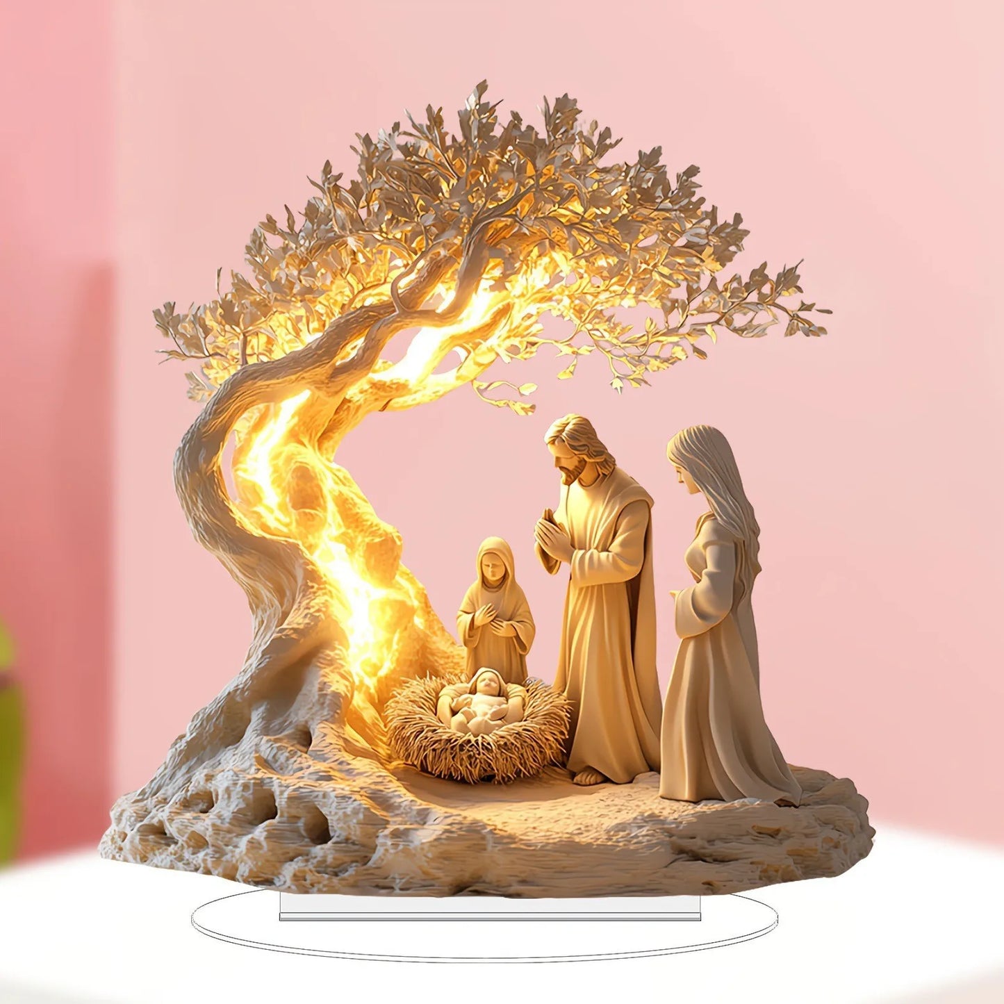 Jesus Tree of Life Acrylic Ornament Christian Desktop Decor