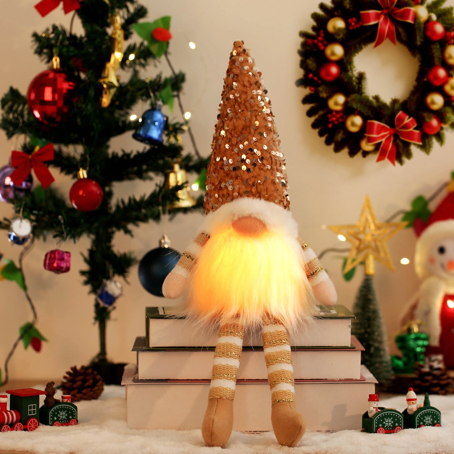 LED Light-Up Christmas Gnome Doll Holiday Decoration