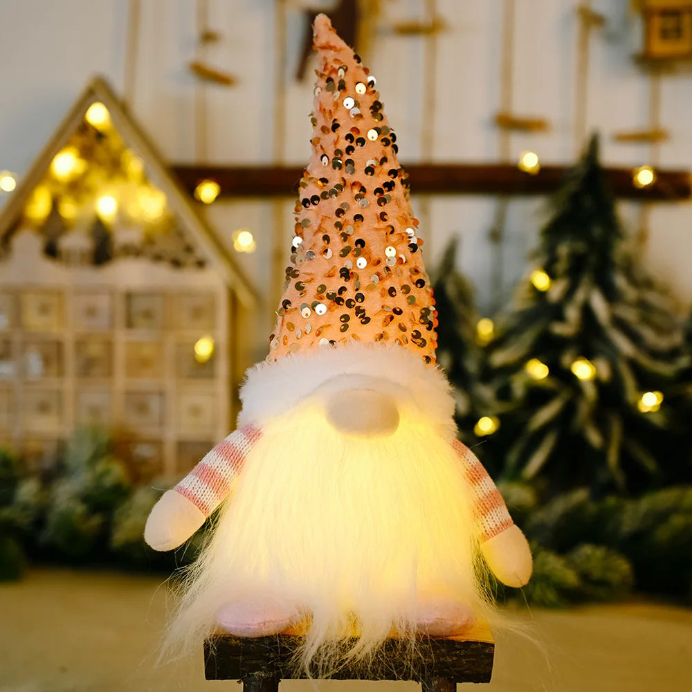 LED Light-Up Christmas Gnome Doll Holiday Decoration