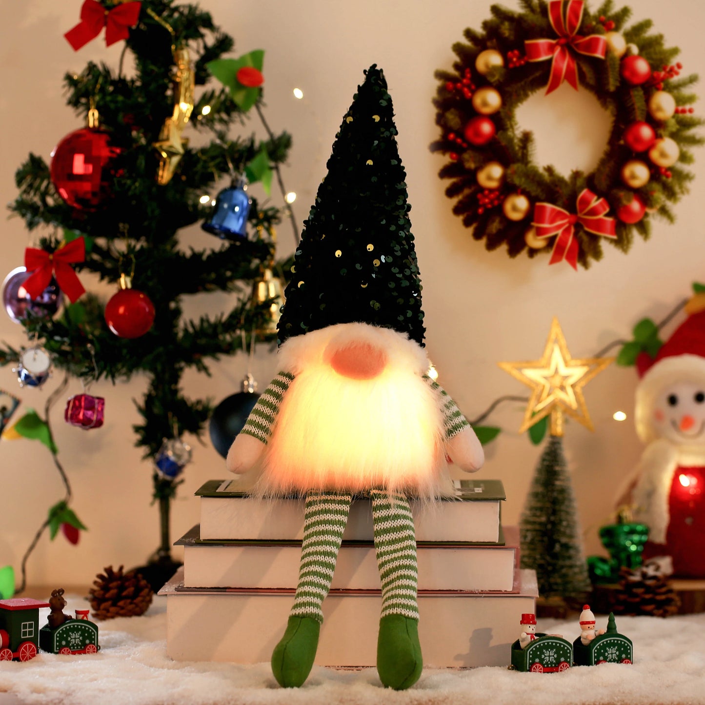 LED Light-Up Christmas Gnome Doll Holiday Decoration