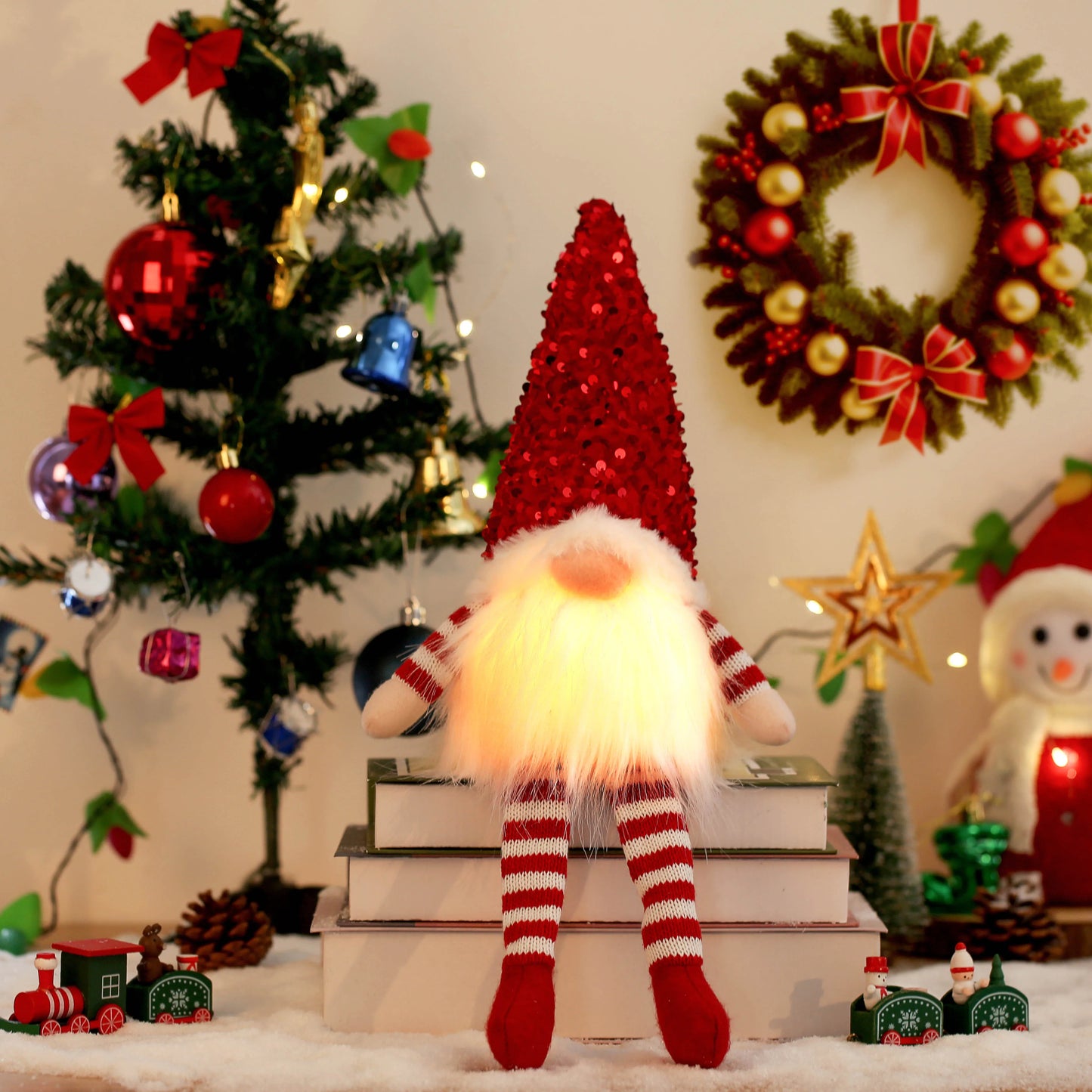 LED Light-Up Christmas Gnome Doll Holiday Decoration
