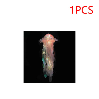 5PCS Realistic Jellyfish Hanging LED Night Light Set - Button Battery Powered Room & Party Decor