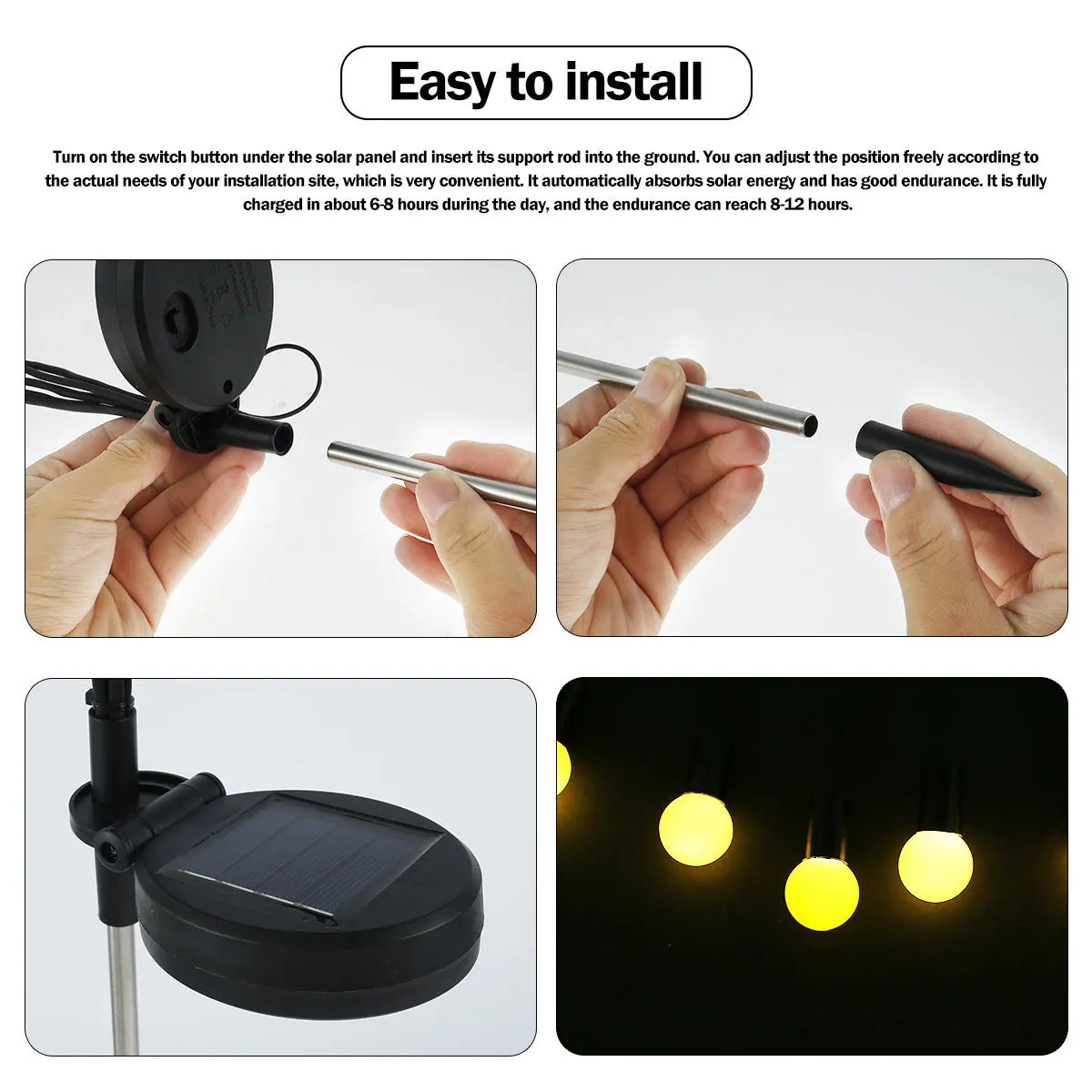 AlliLit Solar Firefly Garden Lights (Warm White/Multi-Color)