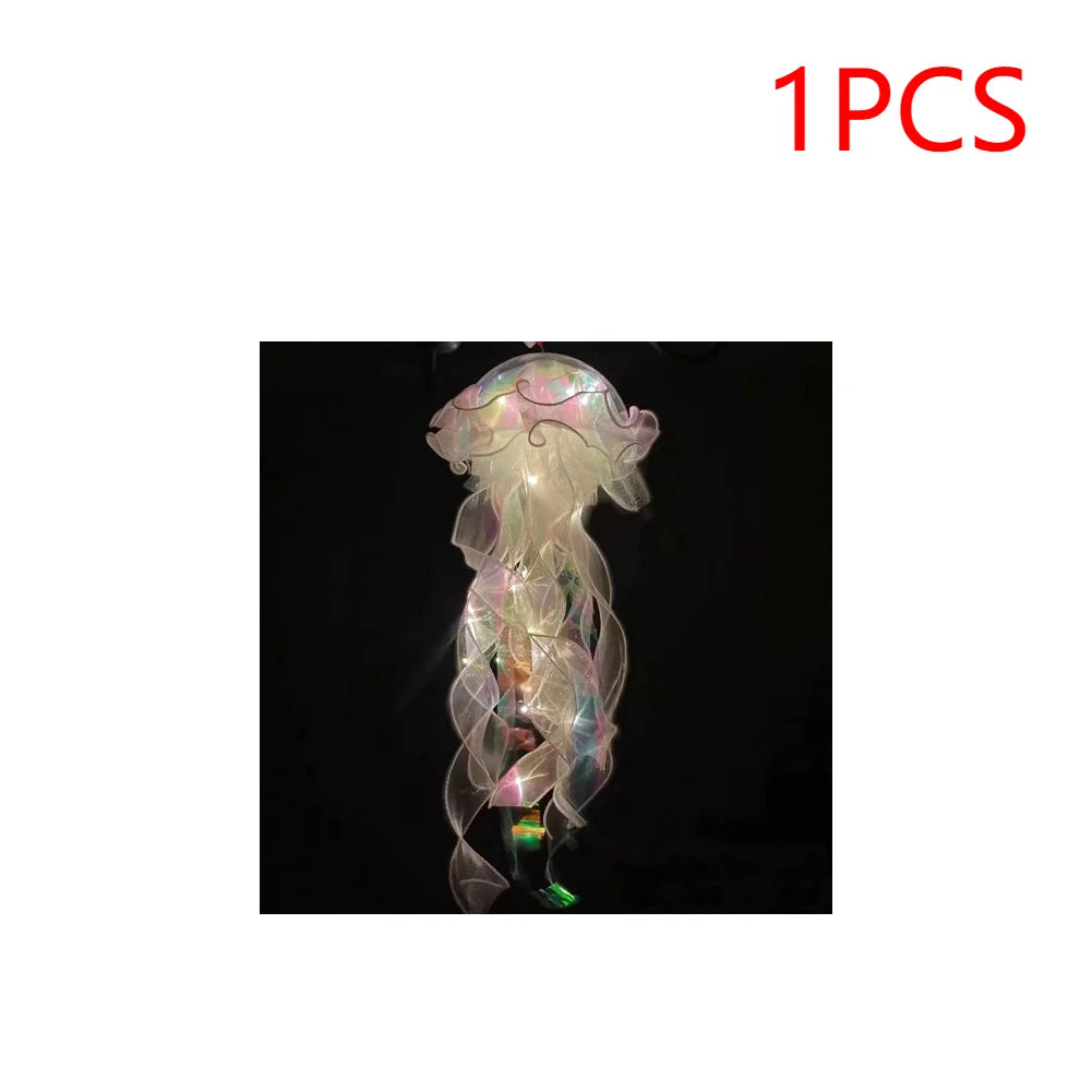 5PCS Realistic Jellyfish Hanging LED Night Light Set - Button Battery Powered Room & Party Decor
