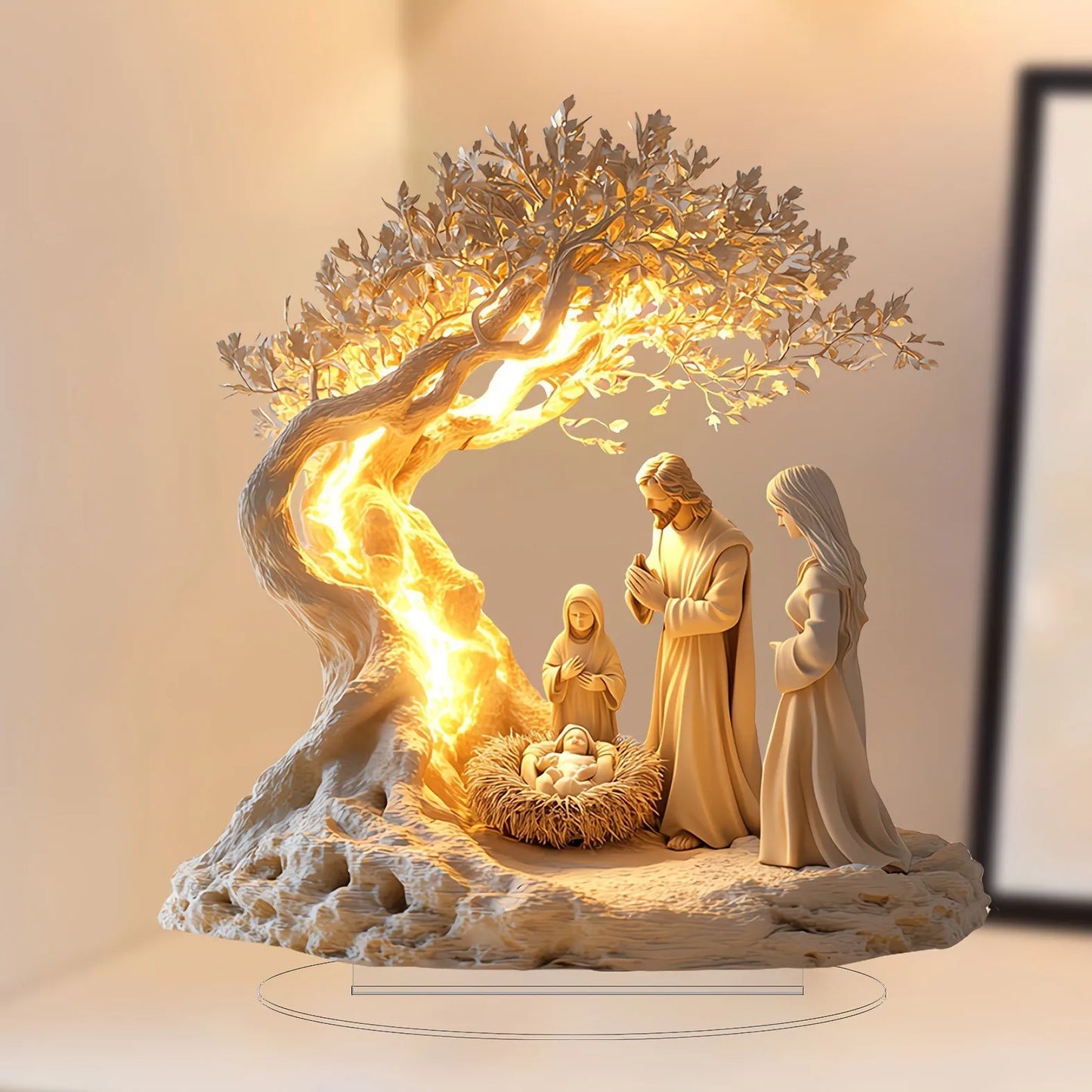 Jesus Tree of Life Acrylic Ornament Christian Desktop Decor