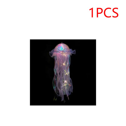 5PCS Realistic Jellyfish Hanging LED Night Light Set - Button Battery Powered Room & Party Decor