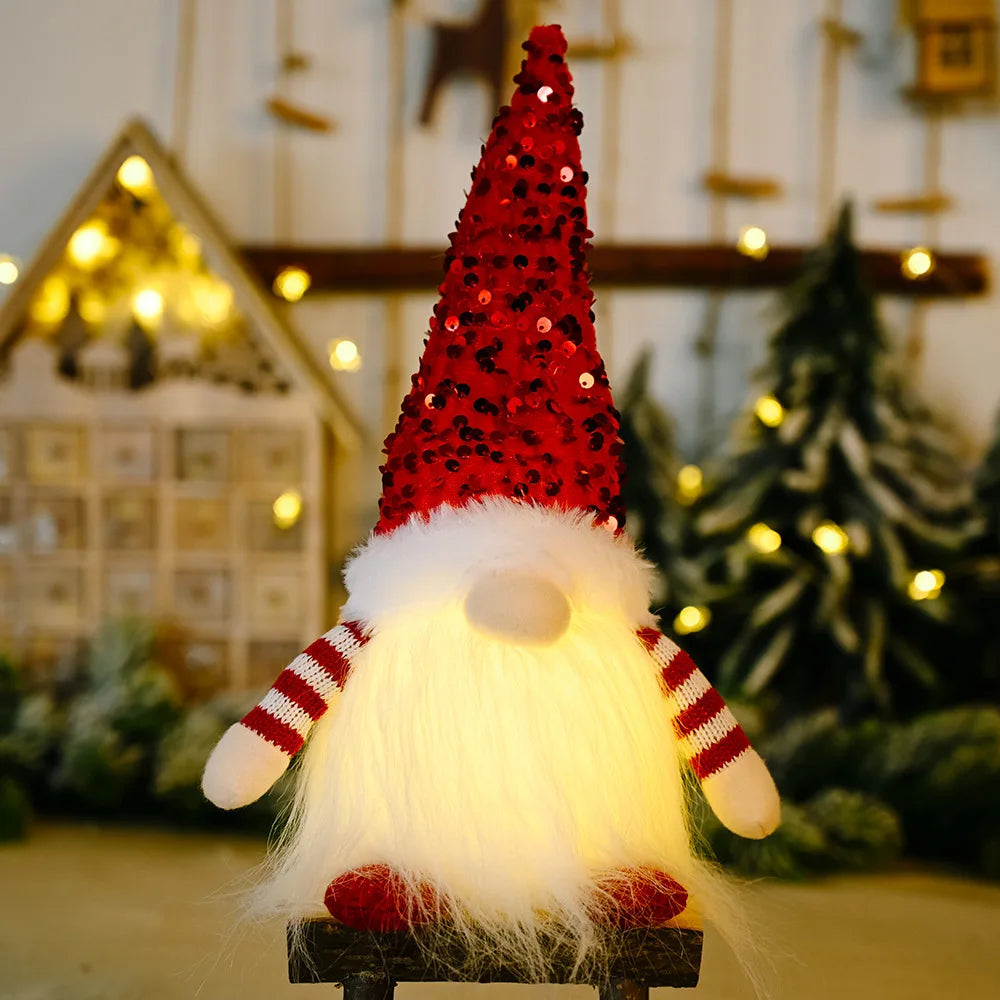 LED Light-Up Christmas Gnome Doll Holiday Decoration