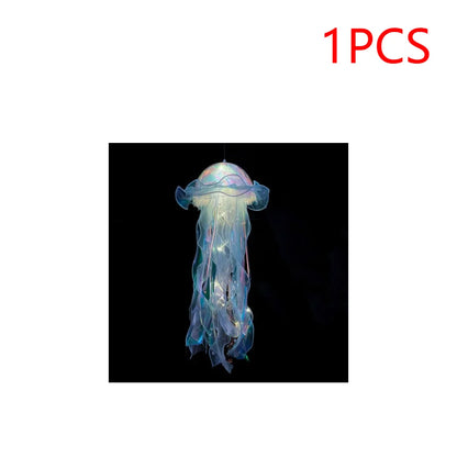 5PCS Realistic Jellyfish Hanging LED Night Light Set - Button Battery Powered Room & Party Decor