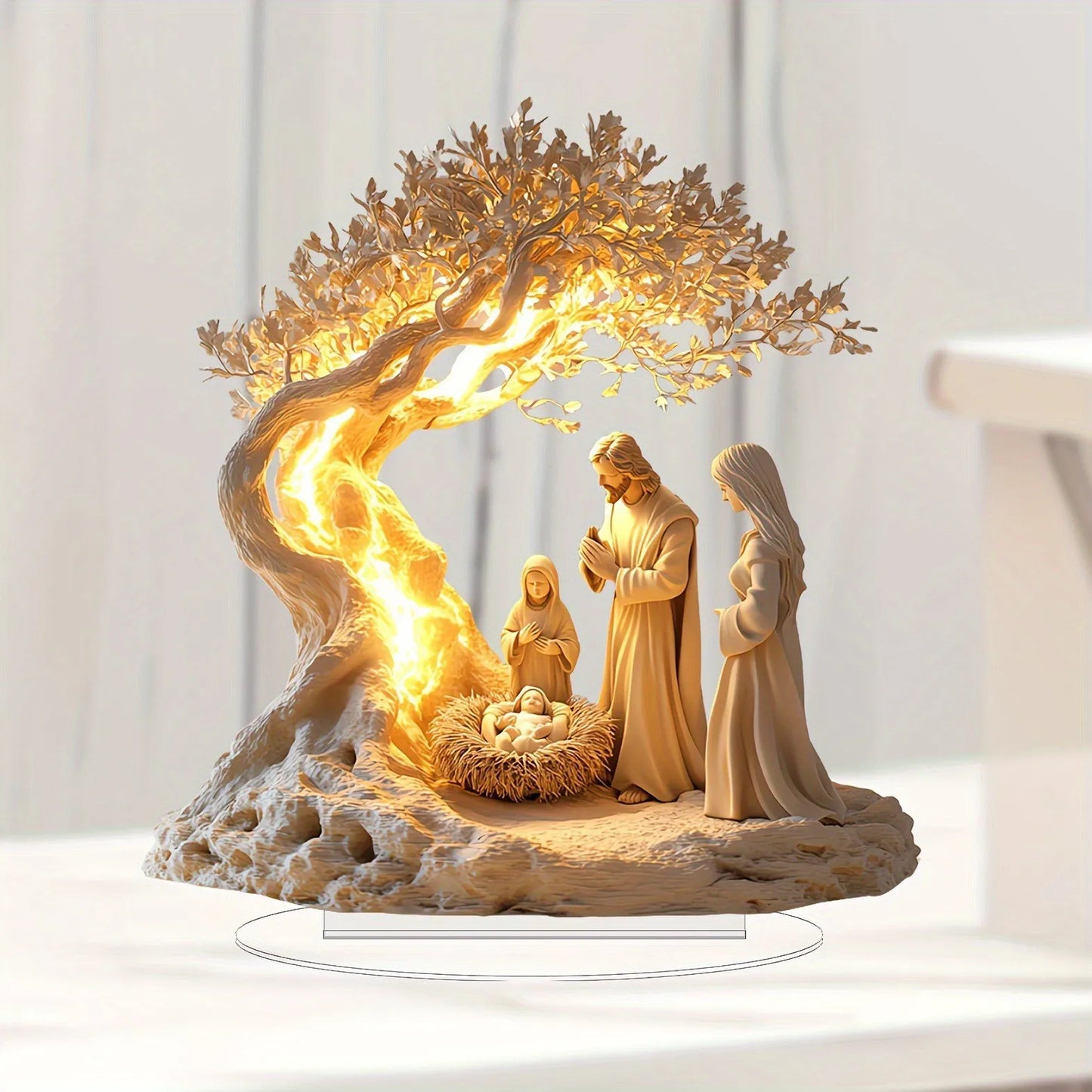 Jesus Tree of Life Acrylic Ornament Christian Desktop Decor