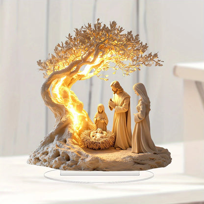 Jesus Tree of Life Acrylic Ornament Christian Desktop Decor