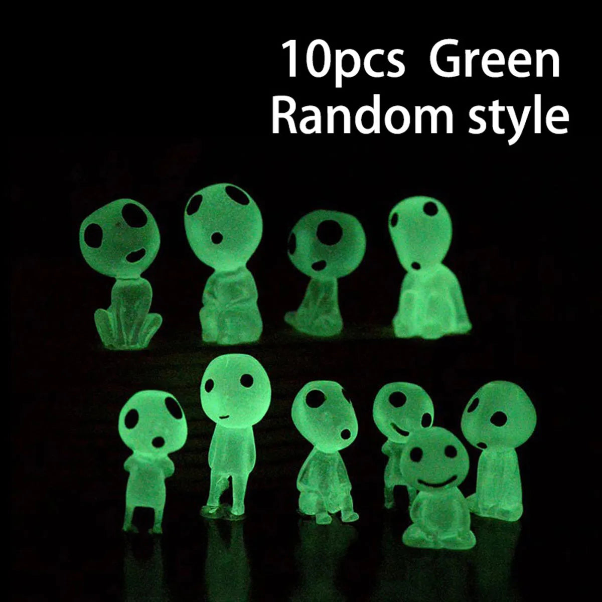 10-Pack Glow in the Dark Miniature Princess Resin Decor