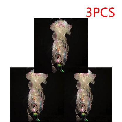 5PCS Realistic Jellyfish Hanging LED Night Light Set - Button Battery Powered Room & Party Decor
