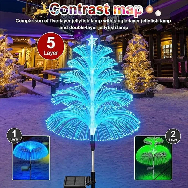 Solar Christmas Jellyfish Garden Lights 5m - 7 Color-Changing LED Outdoor Landscape Lamp - IP65 Waterproof Ground Plug Decor