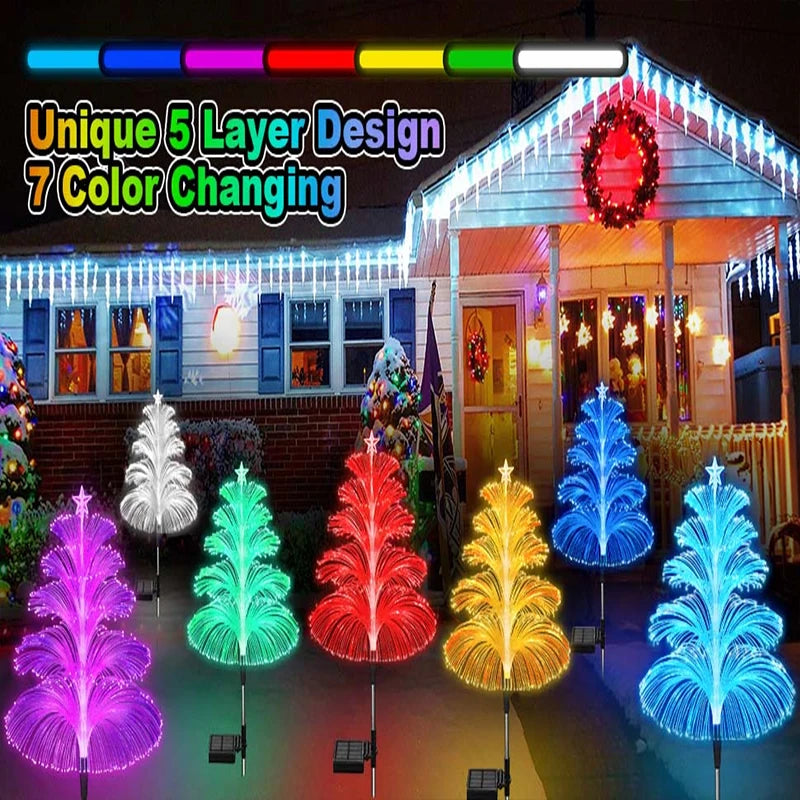 Solar Christmas Jellyfish Garden Lights 5m - 7 Color-Changing LED Outdoor Landscape Lamp - IP65 Waterproof Ground Plug Decor
